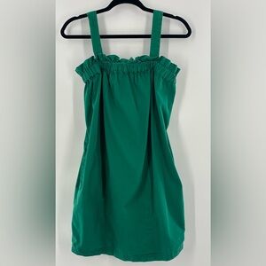 Everlane Paper Bag Organic Cotton Dress Size M Adjustable Straps Emerald Green